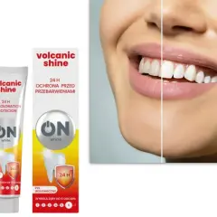 Pasta Volcanic Shine z pyłem wulkanicznym dla olśniewająco białych zębów. Efekt bielszych zębów do 6 odcieni.
