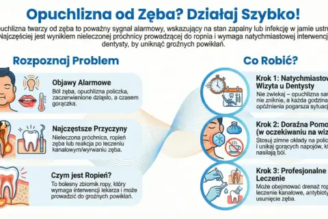 Opuchlizna od zęba? Dowiedz się, jak długo schodzi ropa z zęba i co robić. Szybka interwencja dentystyczna jest kluczowa.