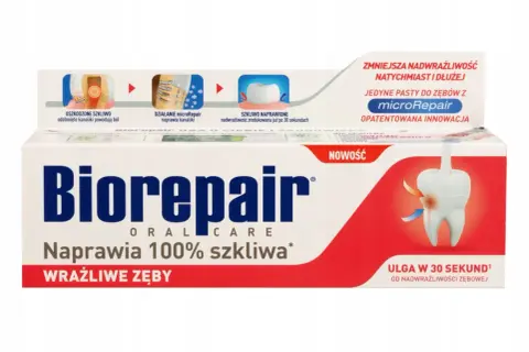 Szukasz pasty do zębów? Biorepair z microRepair naprawia szkliwo, redukując nadwrażliwość. Idealna dla wrażliwych zębów.