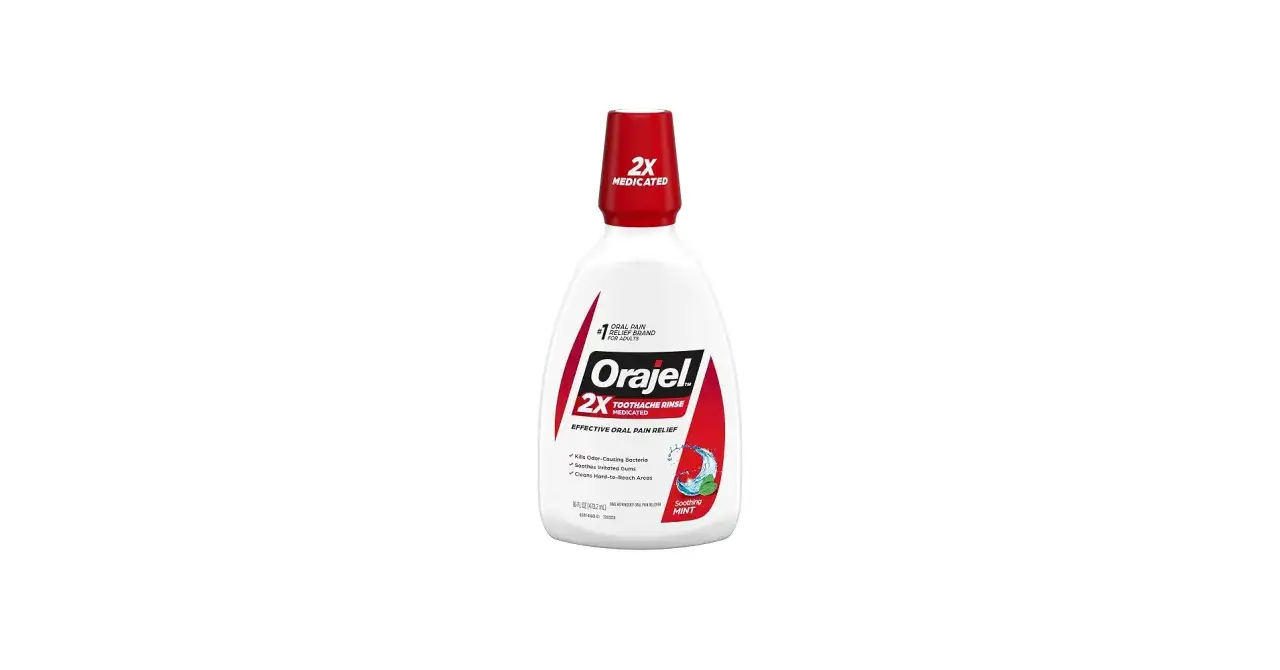 Płyn Orajel 2X Toothache Rinse to skuteczny sposób, by szybko złagodzić ból i stan zapalny zęba.