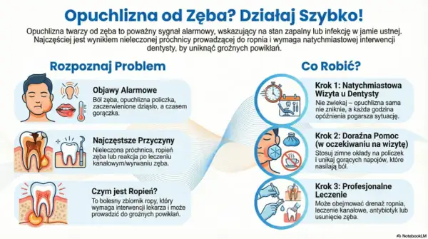 Opuchlizna od zęba? Dowiedz się, jak długo schodzi ropa z zęba i co robić. Szybka interwencja dentystyczna jest kluczowa.